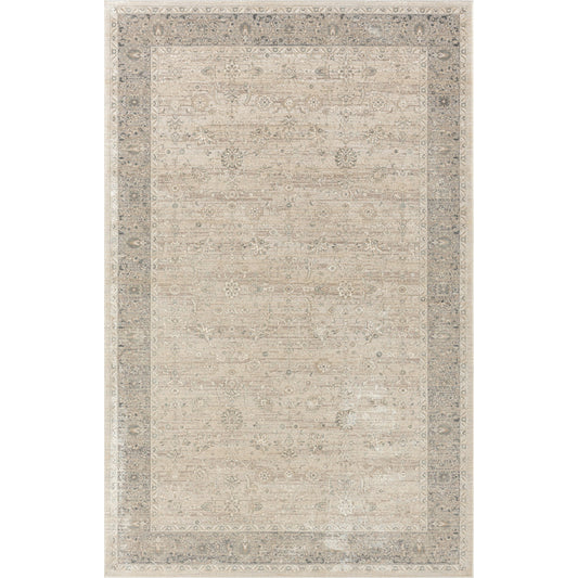 8' x 10' Beige and Ivory Floral Area Rug