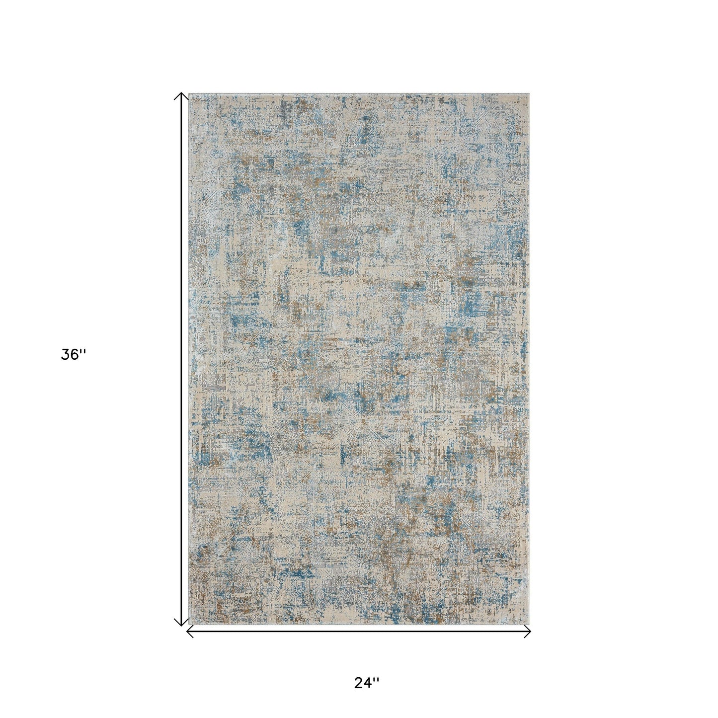 2' x 3' Blue and Ivory Abstract Area Rug