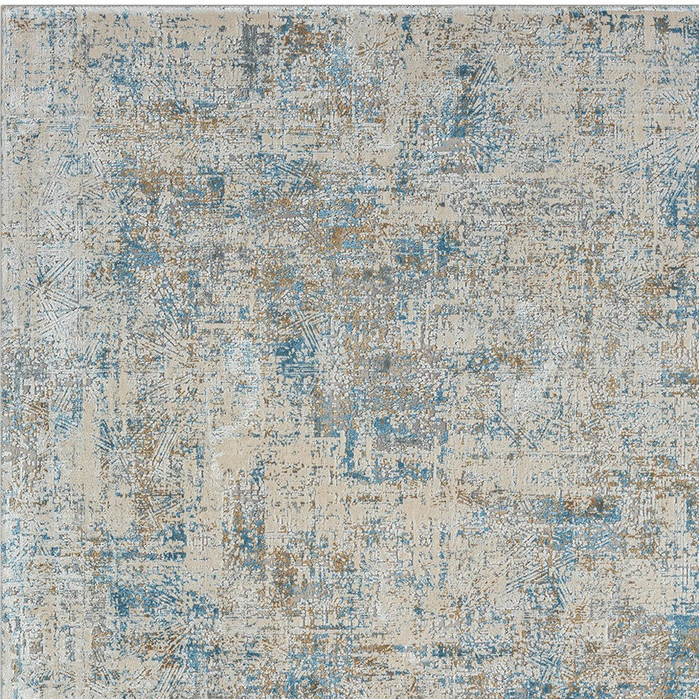 2' x 3' Blue and Ivory Abstract Area Rug