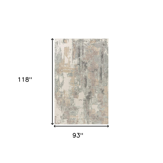8' x 10' Gray and Beige Abstract Area Rug