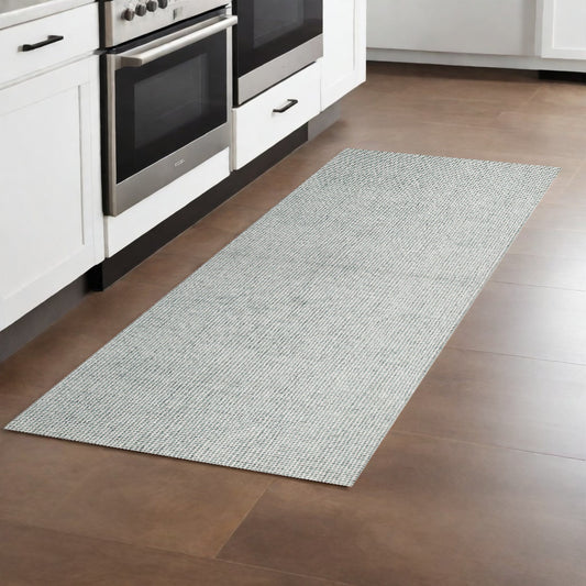 8' Runner Green and Ivory Wool Checkered Hand Tufted Runner Rug