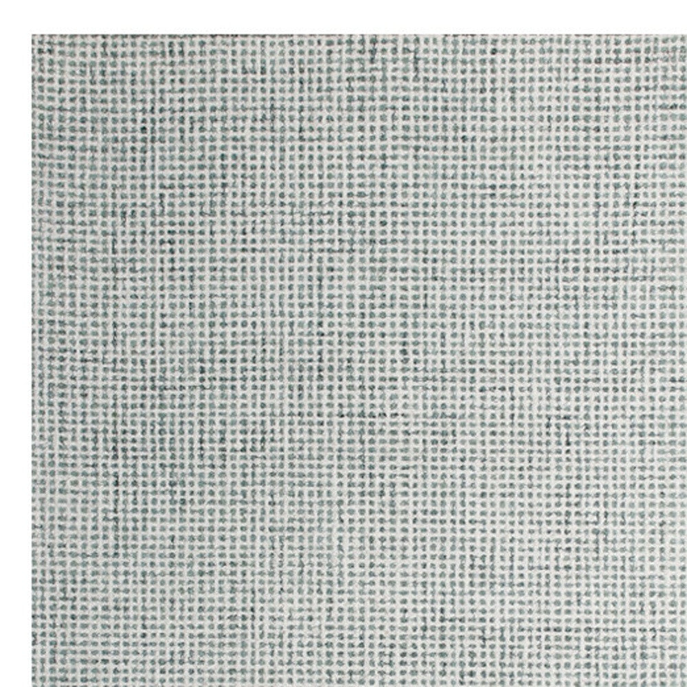 8' Runner Green and Ivory Wool Checkered Hand Tufted Runner Rug
