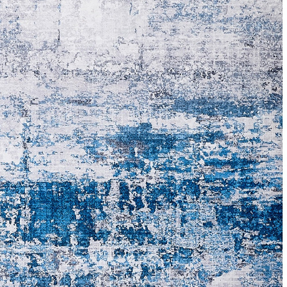 6' x 9' Gray and Blue Abstract Printed Washable Non Skid Area Rug