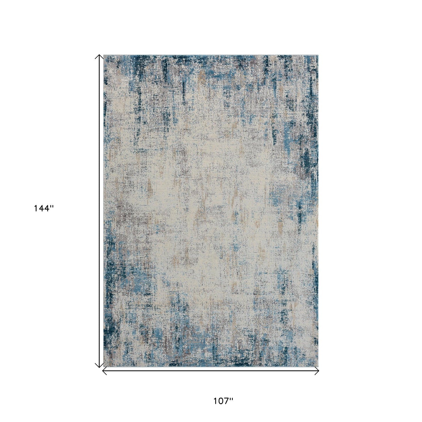 9' x 12' Blue and Ivory Abstract Area Rug