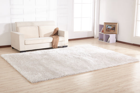 8' x 11' White Shag Hand Tufted Area Rug