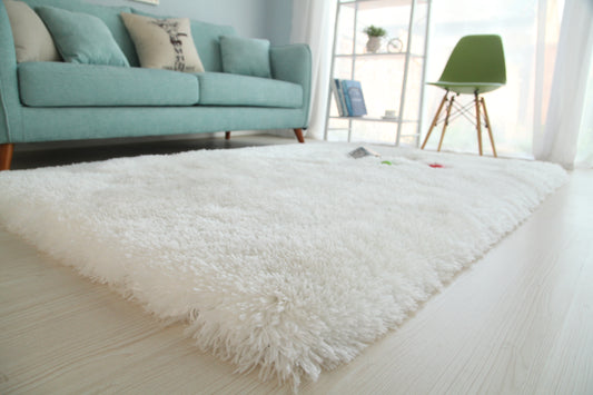 8' x 11' White Shag Hand Tufted Area Rug