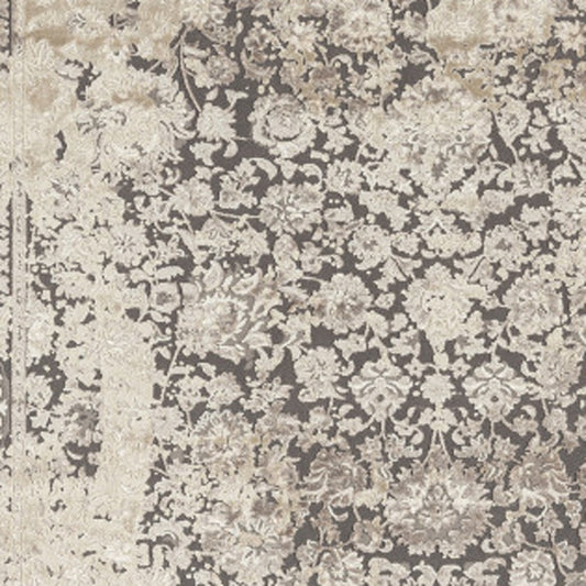 5' x 8' Gray and Ivory Floral Area Rug