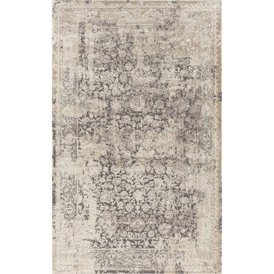 5' x 8' Gray and Ivory Floral Area Rug