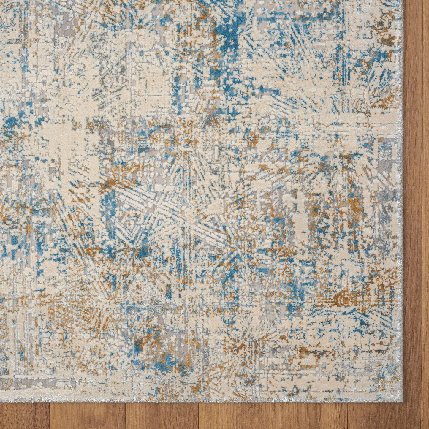 5' x 8' Blue and Ivory Abstract Area Rug
