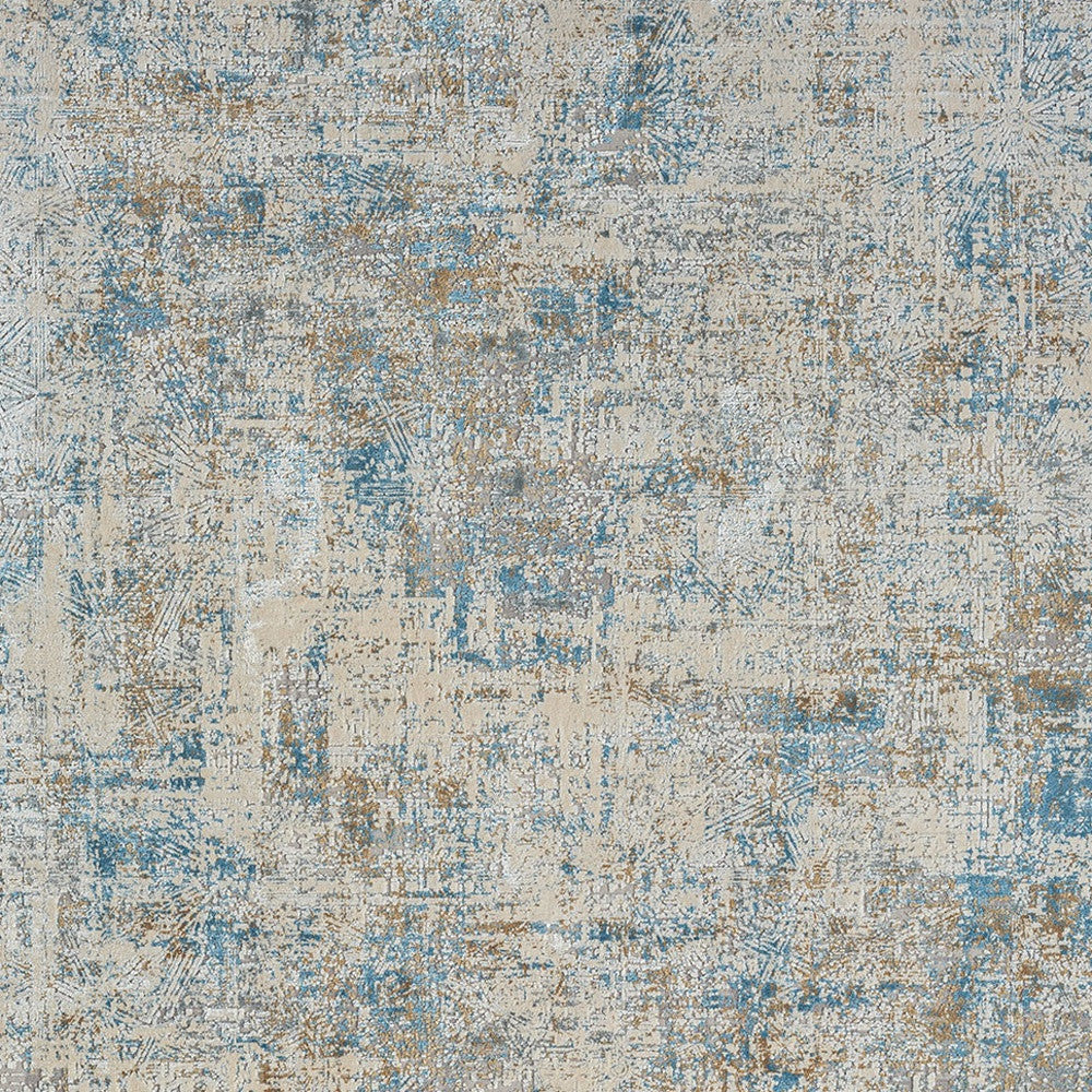 5' x 8' Blue and Ivory Abstract Area Rug