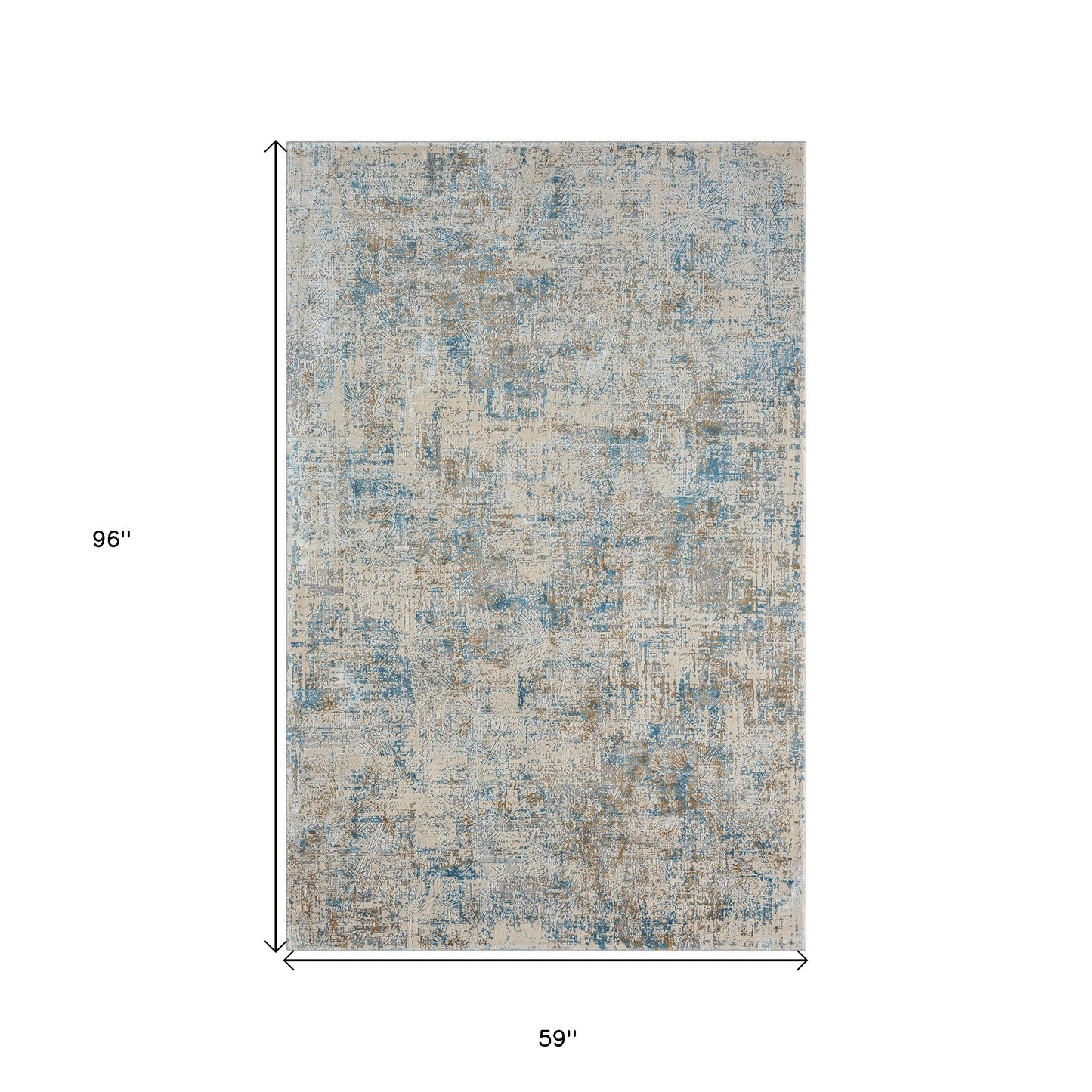 5' x 8' Blue and Ivory Abstract Area Rug