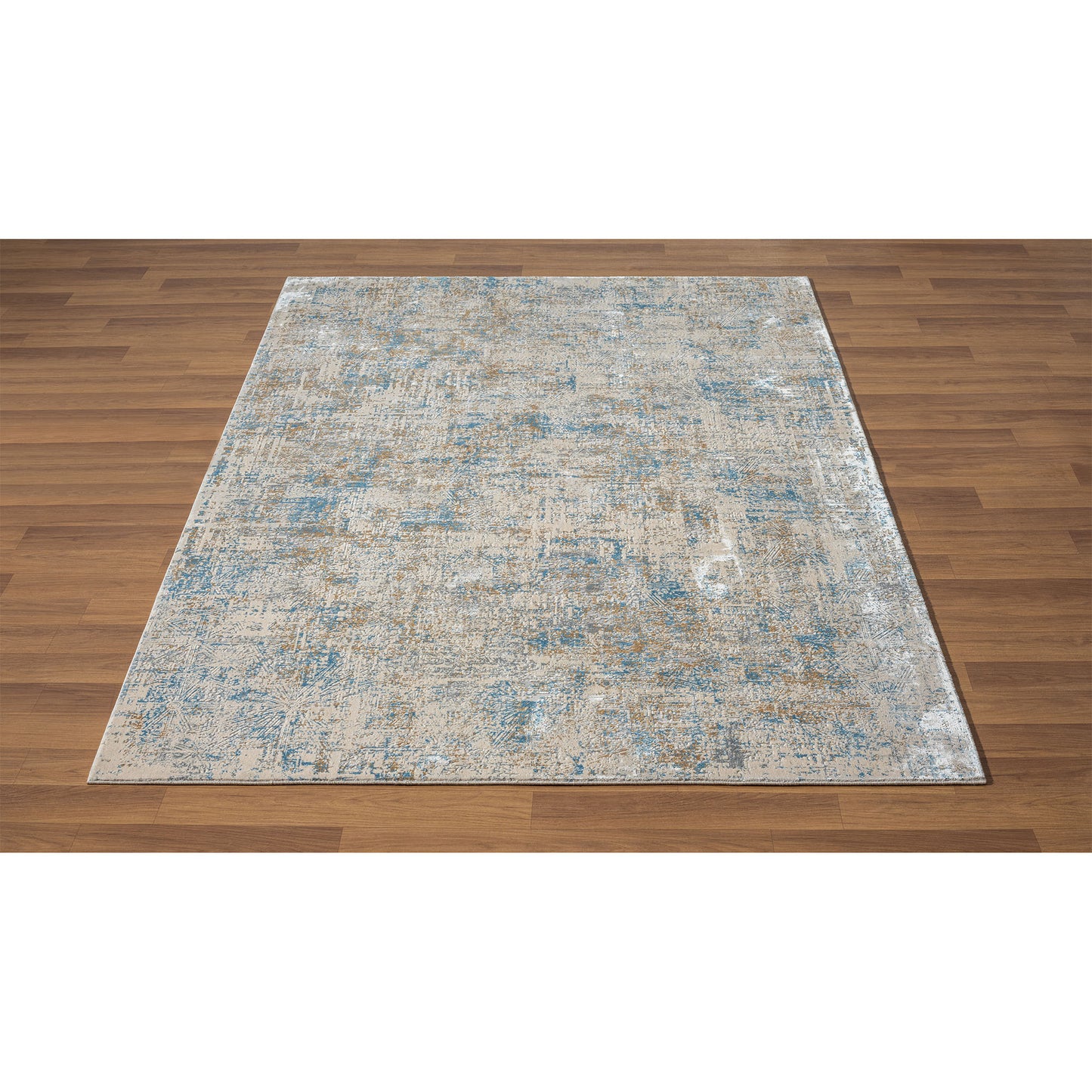 5' x 8' Blue and Ivory Abstract Area Rug