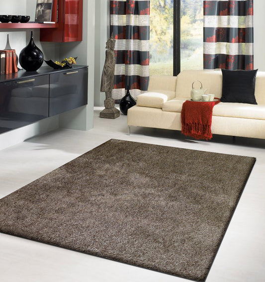 5' x 7' Brown Shag Hand Tufted Area Rug