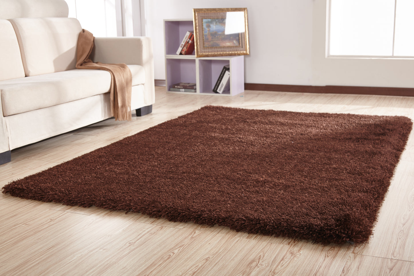 8' x 11' Brown Shag Hand Tufted Area Rug
