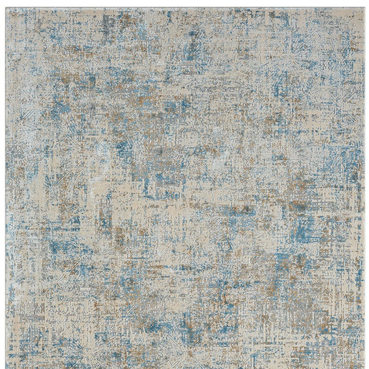 8' x 10' Blue and Ivory Abstract Area Rug