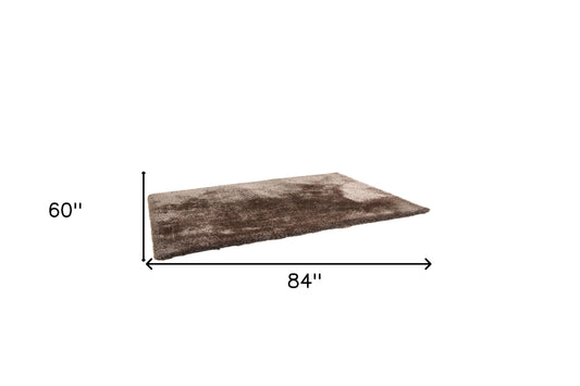 5' x 7' Charcoal Shag Hand Tufted Area Rug