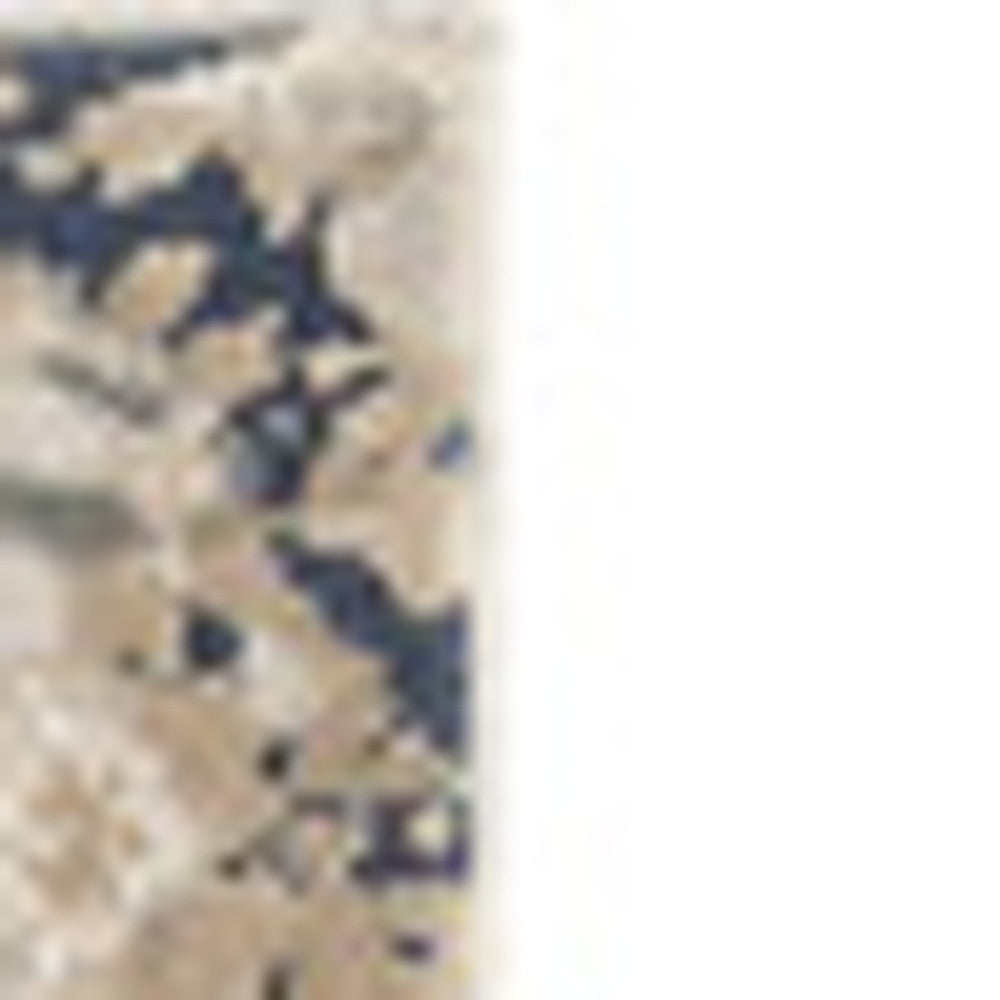 2' x 3' Blue and Ivory Floral Area Rug