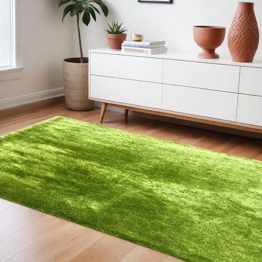 8' x 11' Lime Green Shag Hand Tufted Area Rug