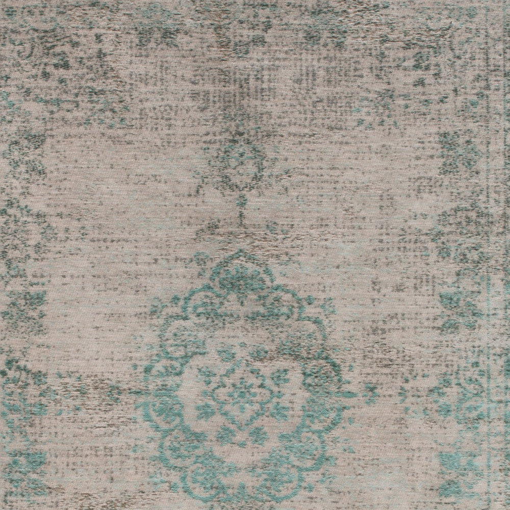 8' x 11' Gray and Green Medallion Non Skid Area Rug
