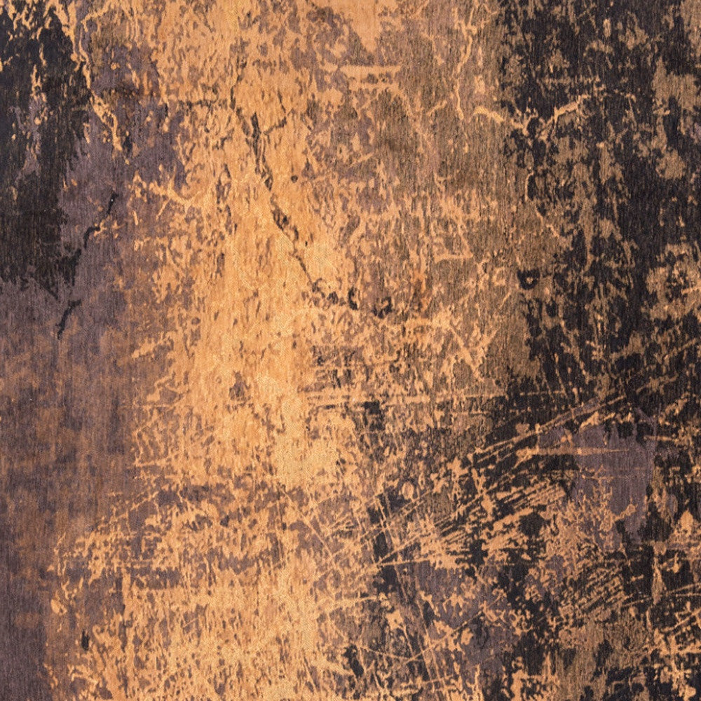 7' x 9' Yellow and Brown Abstract Non Skid Area Rug