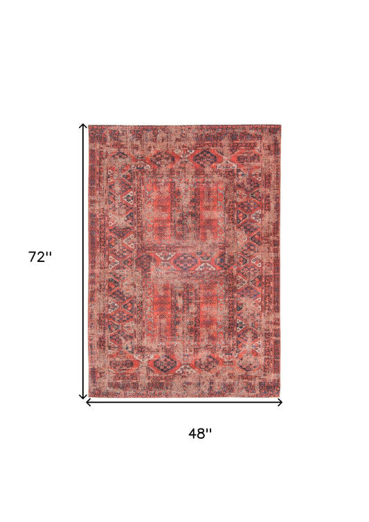 5' x 7' Red Oriental Non Skid Area Rug