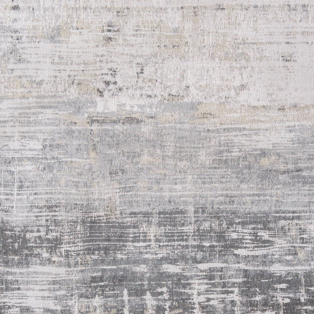 7' x 9' Gray and White Abstract Non Skid Area Rug