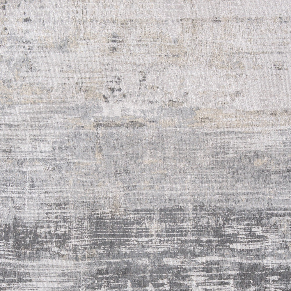 8' x 11' Gray and White Abstract Non Skid Area Rug