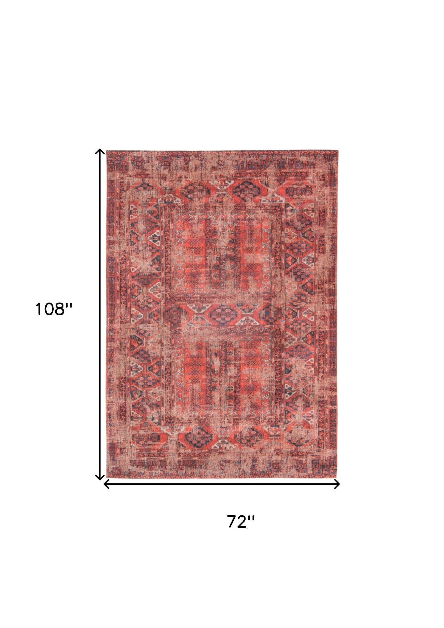 7' x 9' Red Oriental Non Skid Area Rug