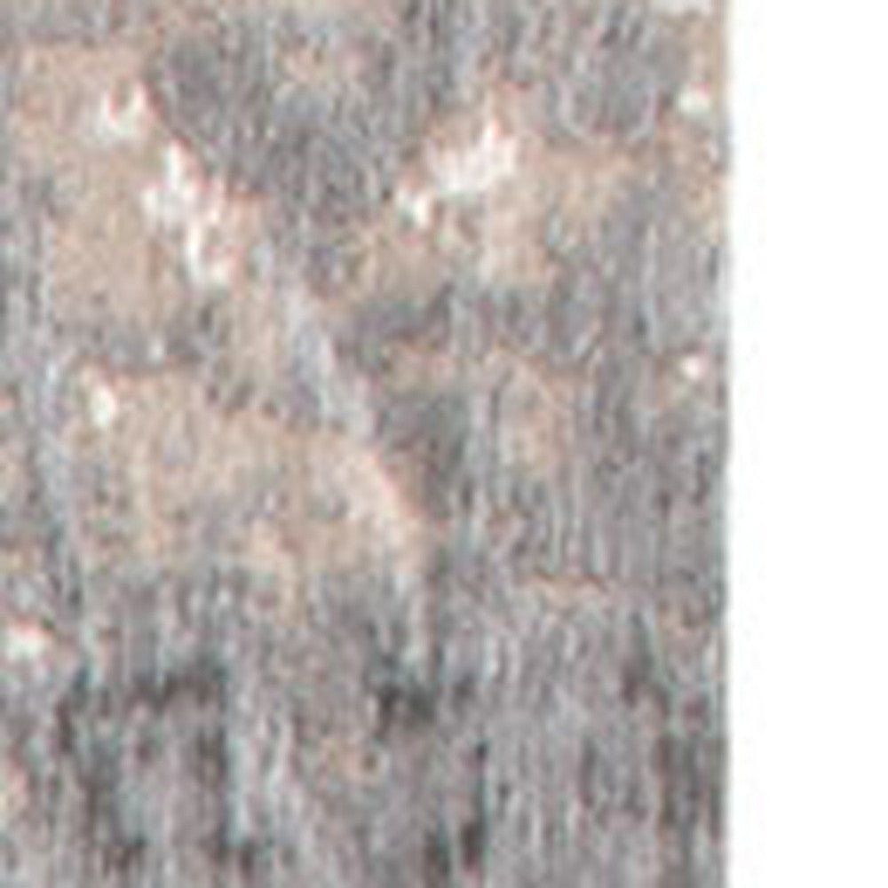 8' x 11' Gray and White Abstract Non Skid Area Rug
