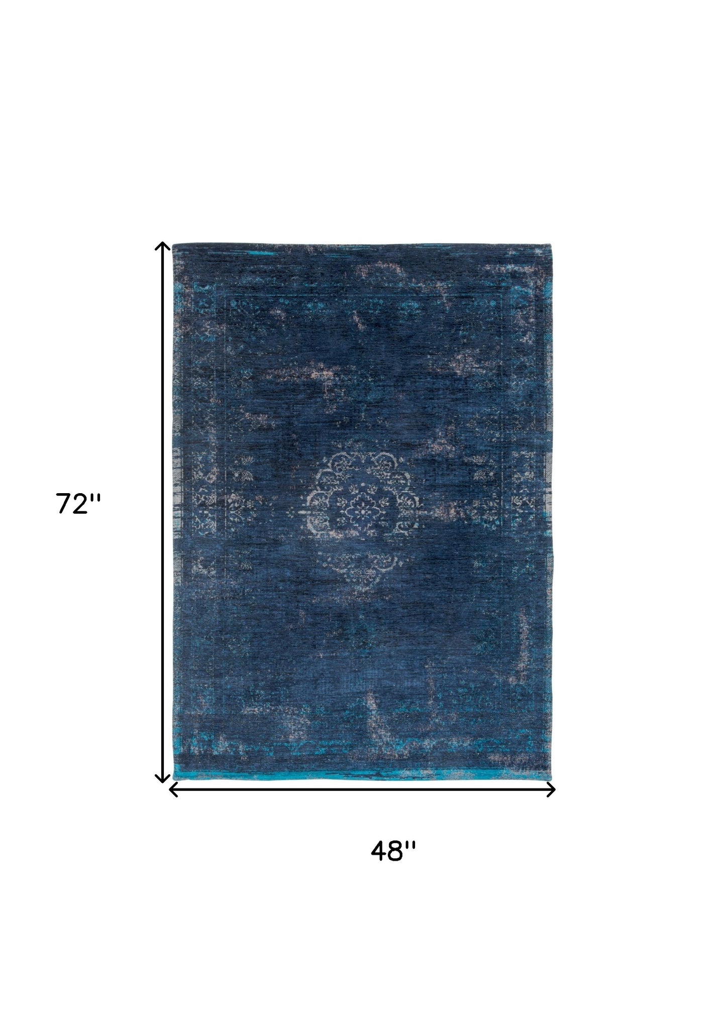 5' x 7' Blue and Gray Medallion Non Skid Area Rug