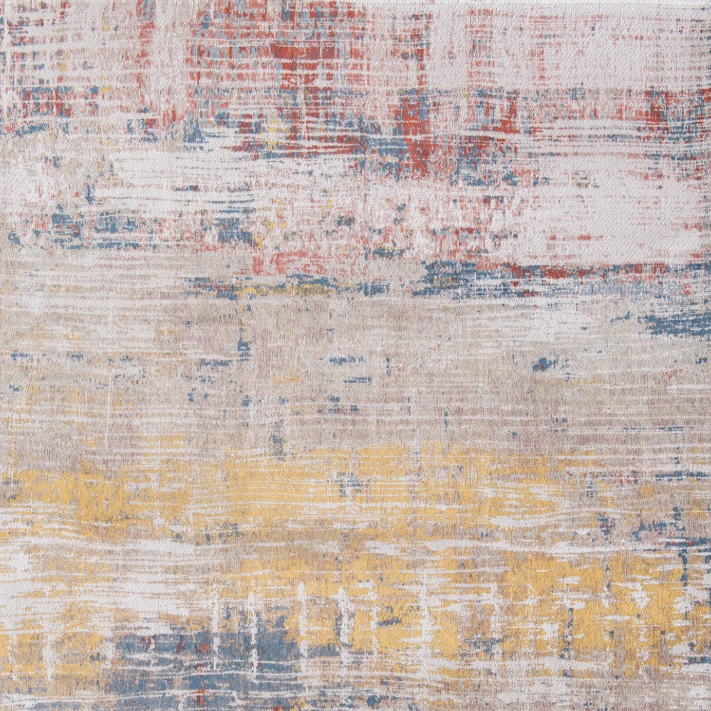 3' X 5' White Abstract Non Skid Area Rug