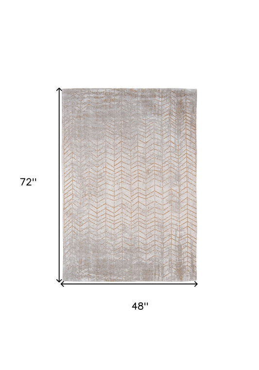 5' x 7' Gray and Yellow Chevron Non Skid Area Rug