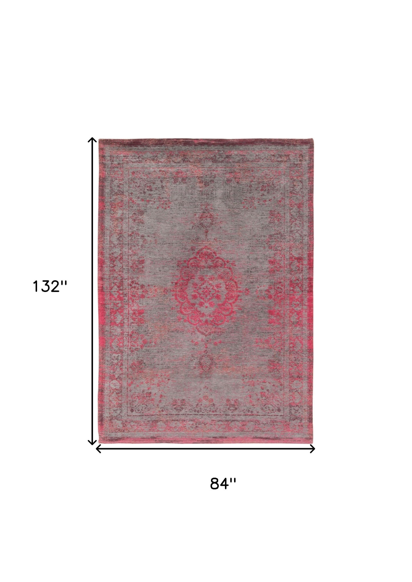 8' x 11' Gray and Pink Medallion Non Skid Area Rug
