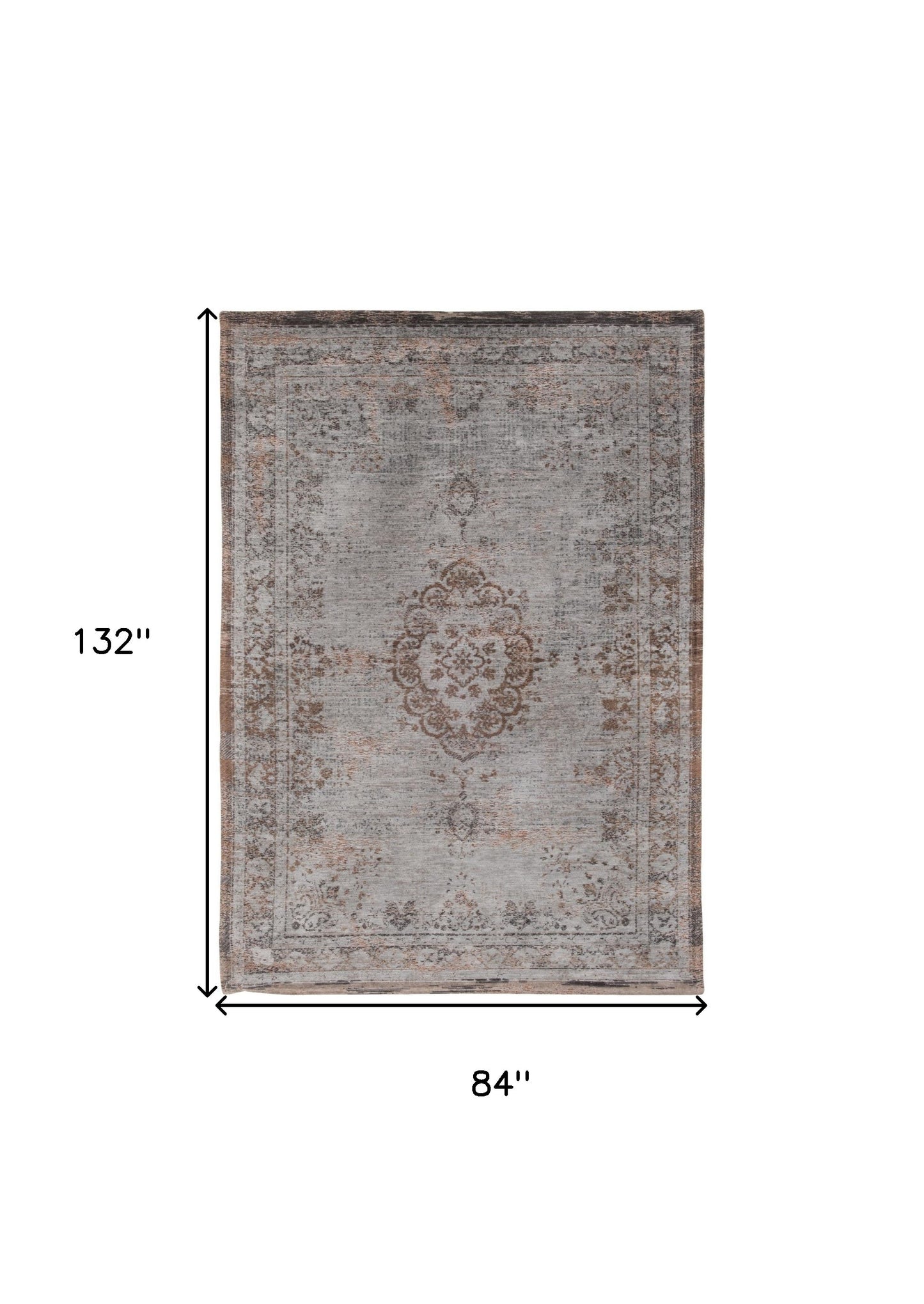 8' x 11' Gray and Beige Medallion Non Skid Area Rug