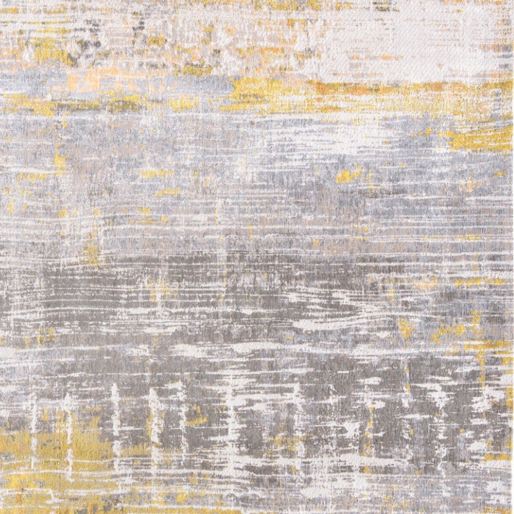 7' x 9' Gray and Yellow Abstract Non Skid Area Rug
