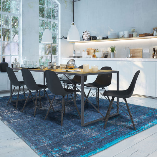 7' x 9' Blue and Gray Medallion Non Skid Area Rug