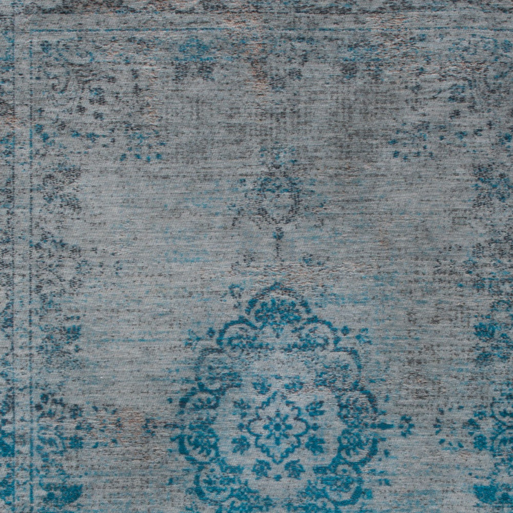 7' x 9' Gray and Green Medallion Non Skid Area Rug