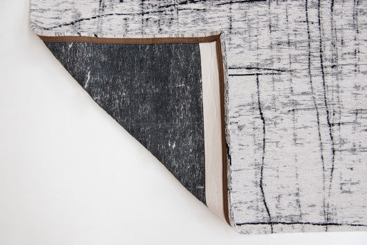 8' x 11' Black and White Abstract Non Skid Area Rug
