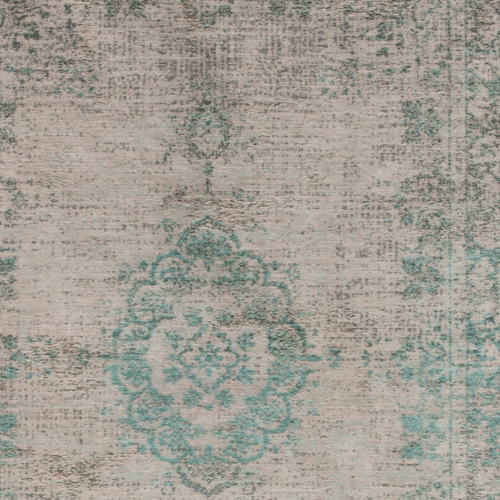 5' x 7' Gray and Green Medallion Non Skid Area Rug