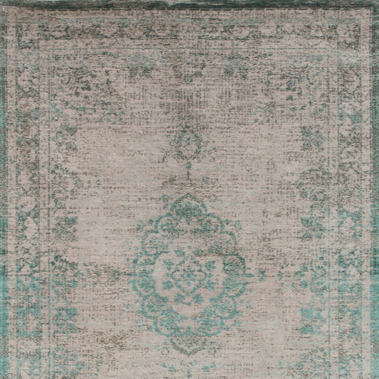 7' x 9' Gray and Green Medallion Non Skid Area Rug