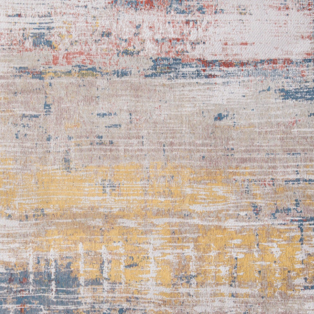 7' x 9' White Abstract Non Skid Area Rug