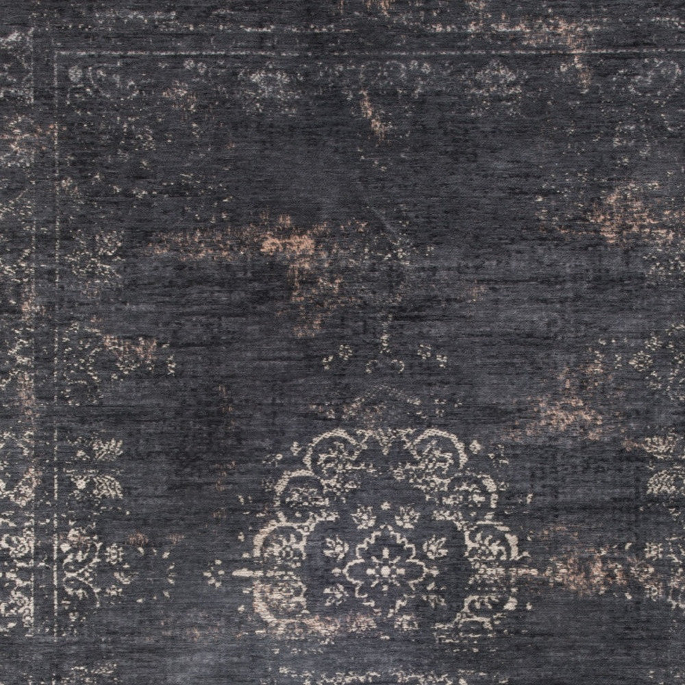 7' x 9' Gray and Black Medallion Non Skid Area Rug
