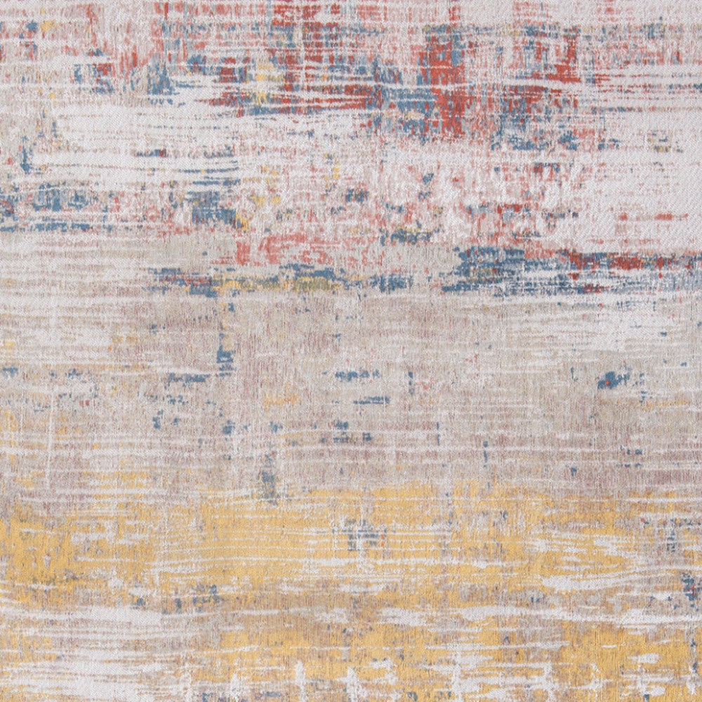 8' x 11' White Abstract Non Skid Area Rug