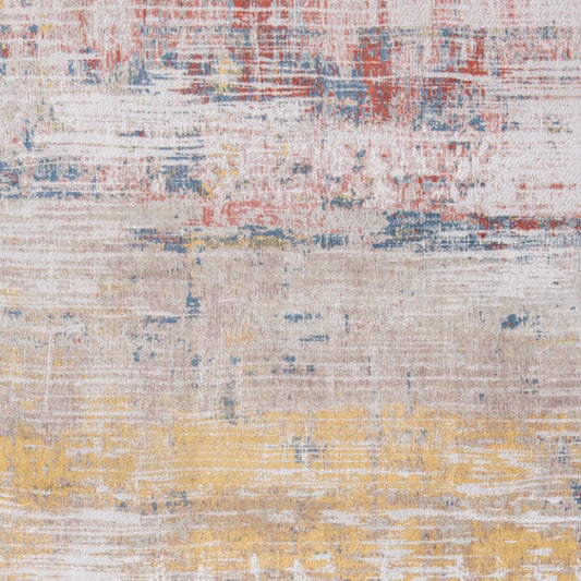 6' X 8' White Abstract Non Skid Area Rug