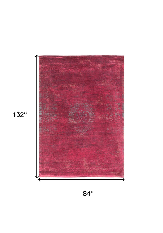 8' x 11' Gray and Pink Medallion Non Skid Area Rug