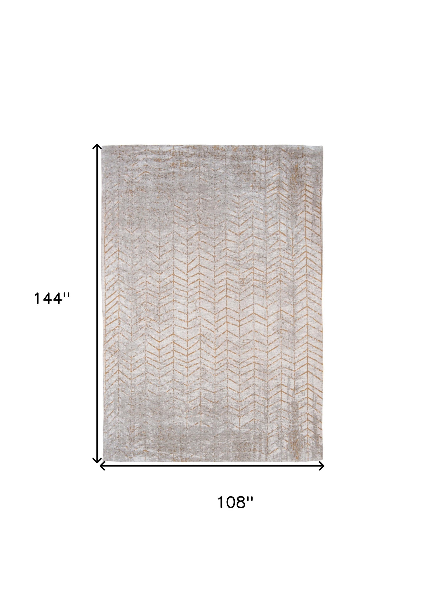 9' X 13' Gray and Yellow Chevron Non Skid Area Rug