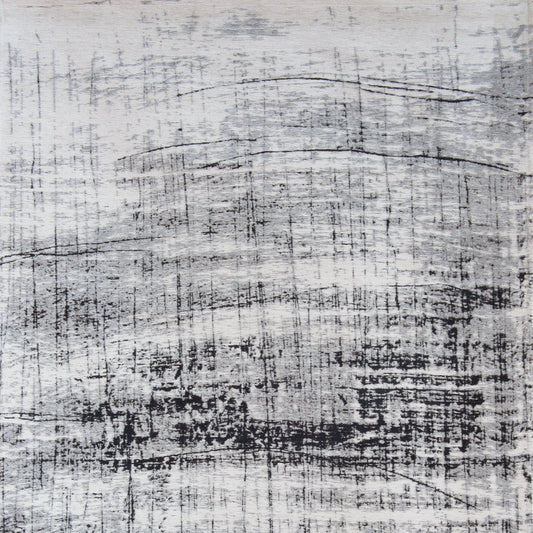 7' x 9' Black and White Abstract Non Skid Area Rug