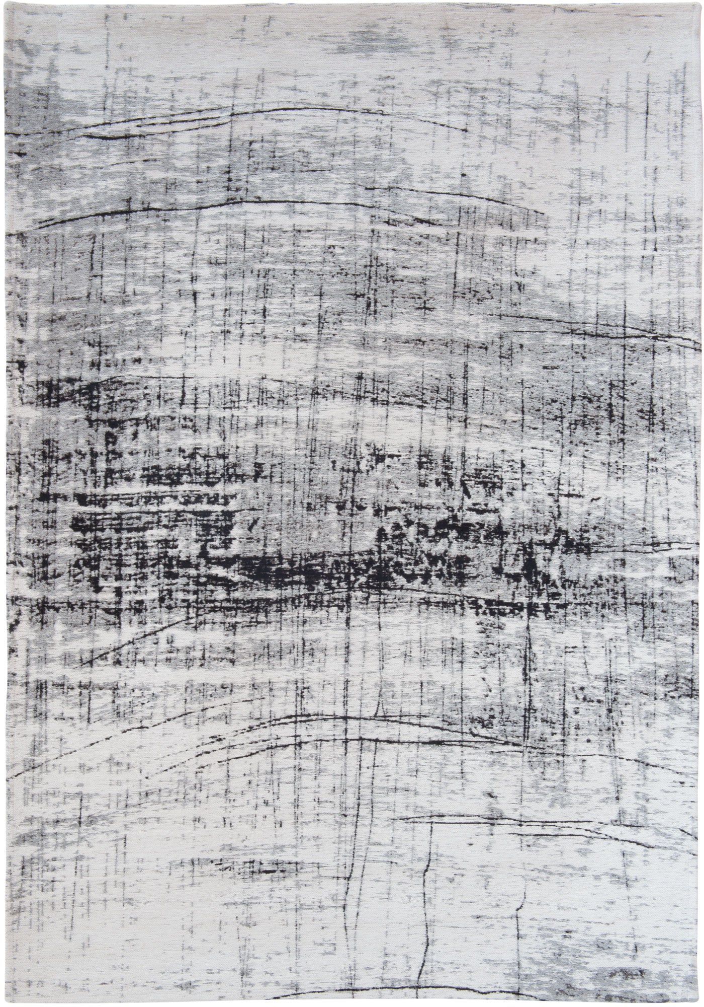 7' x 9' Black and White Abstract Non Skid Area Rug