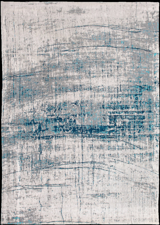 7' x 9' Blue and Gray Abstract Non Skid Area Rug