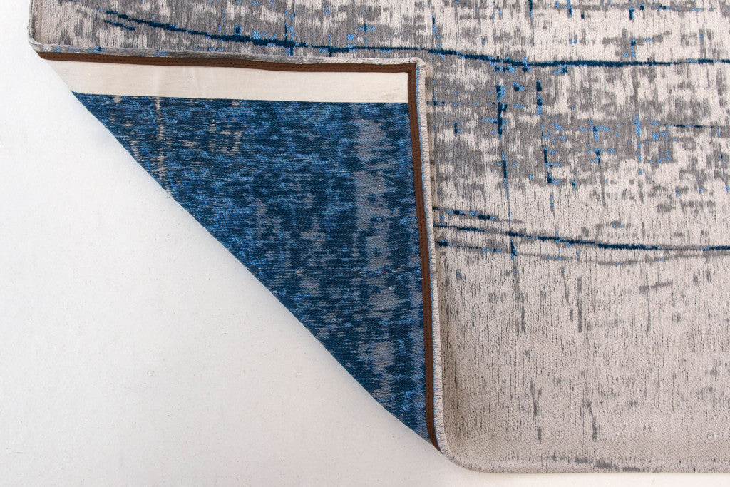 7' x 9' Blue and Gray Abstract Non Skid Area Rug